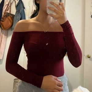 Burgundy off shoulder bodysuit